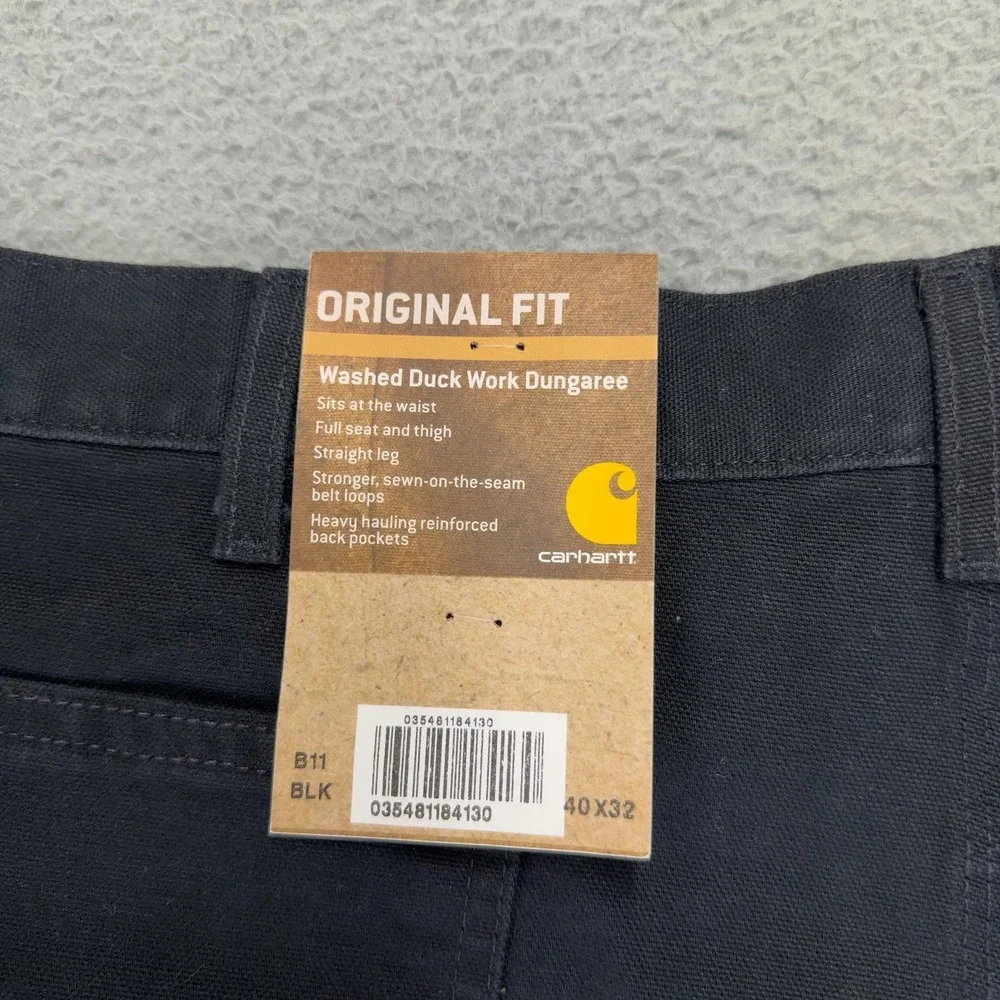 Carhartt Jeans Mens 40x32 Black Loose Straight Washed Duck Dungaree Orginal Fit